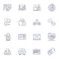 Cyberspace dwellers line icons collection. Netizens, Digital citizens, Online community, Cyberculture, Virtual reality Royalty Free Stock Photo