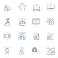 Cyberspace entrepreneurship linear icons set. Disruption, Innovation, Opportunity, E-commerce, Virtual, Digital, Nerk