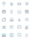 Cyberspace entrepreneurship linear icons set. Disruption, Innovation, Opportunity, E-commerce, Virtual, Digital, Nerk
