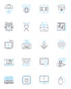 Cyberspace entrepreneurship linear icons set. Disruption, Innovation, Opportunity, E-commerce, Virtual, Digital, Nerk