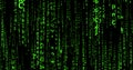 Cyberspace with falling green digital lines, binary hanging chain, abstract background Royalty Free Stock Photo