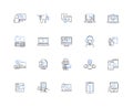 Cyberspace line icons collection. Virtual, Digital, Internet, Online, Nerk, Cloud, Web vector and linear illustration