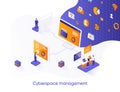 Cyberspace management isometric web banner