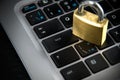 Cyberspace Security, Lock on Top of a Laptop Royalty Free Stock Photo