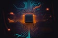 Cyberspace technology motherboard chip. Generative ai