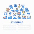 Cybersport concept in half circle