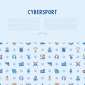 Cybersport concept with thin line icons