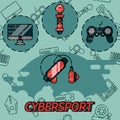 Cybersport flat icons set
