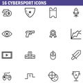 Cybersport icons set, outline style