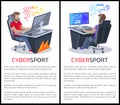 Cybersport Posters with Text Gamers Playing Games