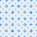 Cybersport seamless pattern with thin line icons