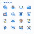 Cybersport thin line icons set