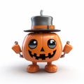 Cute Labor Day Jackolantern With Robot Hat - 3d Render