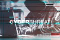 Cyberthreat, computer hacker and laptop with glitch effect Royalty Free Stock Photo