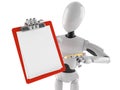 Cyborg with blank clipboard