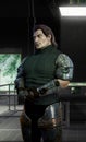 Cyborg bodyguard in briefing room