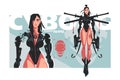 Cyborg or cyberpunk girl in exoskeleton