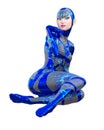 Cyborg droid robot woman futuristic metallic neon suit