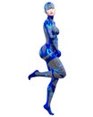 Cyborg droid robot woman futuristic metallic neon suit