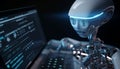 Cyborg engineer working in futuristic surveillance industry generated by AI