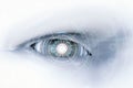 Cyborg eye with virtual display Royalty Free Stock Photo