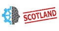 Cyborg Gear Fractal Mosaic of Cyborg Gear Items and Textured Scotland Stamp