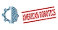 Cyborg Gear Recursion Collage of Cyborg Gear Icons and Distress American Robotics Seal Stamp