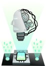 Cyborg head illustration with microchip