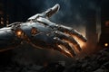 Cyborg hand in. 3D rendering. Elements of this image furnished by NASA Royalty Free Stock Photo