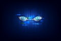 Cyborg head using artificial intelligence to create digital interface. vector illustration