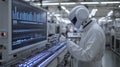 Cyborg with High-Tech Interface in Modern Laboratory