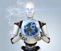 Cyborg holdings the Earth Royalty Free Stock Photo