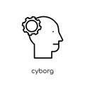 Cyborg icon. Trendy modern flat linear vector Cyborg icon on white background from thin line Artificial Intelligence, Future Tech