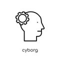 Cyborg icon. Trendy modern flat linear vector Cyborg icon on white background from thin line Artificial Intelligence, Future Tech