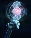 Cyborg judge using 3D rendering digital paragraph law symbol