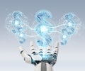 Cyborg judge using 3D rendering digital paragraph law symbol