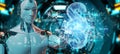 Cyborg judge using 3D rendering digital paragraph law symbol