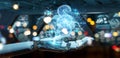Cyborg judge using 3D rendering digital paragraph law symbol