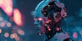 cyborg-like AI entity, with a blend of mechanical and organic elements. Royalty Free Stock Photo