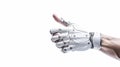 Cyborg robot arm on white background Royalty Free Stock Photo