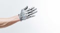Cyborg robot arm on white background Royalty Free Stock Photo