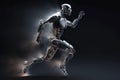 Cyborg running fast, artificial intelligence robot, future technology, humanoid machine Royalty Free Stock Photo