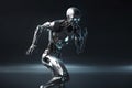 Cyborg running fast, artificial intelligence robot, future technology, humanoid machine Royalty Free Stock Photo