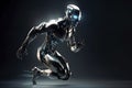 Cyborg running fast, artificial intelligence robot, future technology, humanoid machine Royalty Free Stock Photo