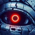 Cyborg's red Eye close-up Royalty Free Stock Photo