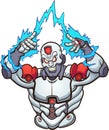 Cyborg strong and evil with sparks coming out of hands