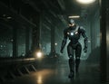 Cyborg in the style of Dark Cyberpunk