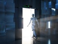 Cyborg walk through elevator doors Royalty Free Stock Photo