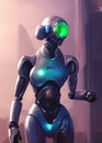 Cyborg woman, half man half machine, 3d illustration.Generative AI Royalty Free Stock Photo