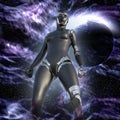 Cyborg Woman - Humanoid in deep space Royalty Free Stock Photo